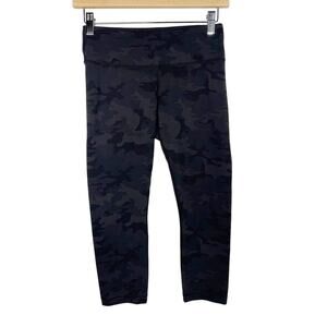 Lululemon Womens 4 Black Gray Camo Wunder Under High Rise Crop Leggings Coal